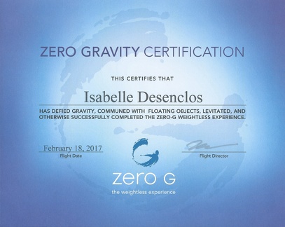 certificat zero G