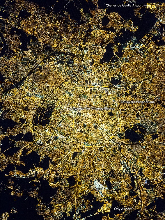 Paris depuis l'ISS avec annotations