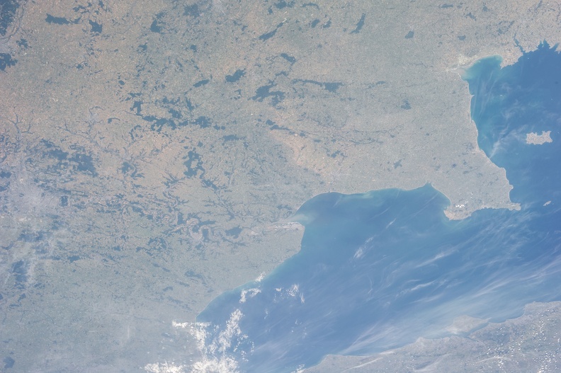 Normandy, France, seen from ISS (upside down), July 14, 2013