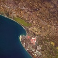 Aigues-Mortes, salt pans, France, from ISS, Aug 15, 400-mm